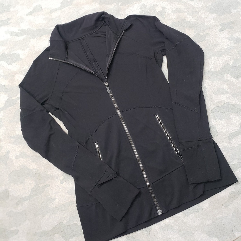 Lululemon Jacket Women 8 Black Contour Full Zip Activewear Gym Yoga Fitness - Picture 2 of 8